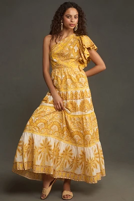 Farm Rio Ainika Tapestry One-Shoulder Maxi Dress