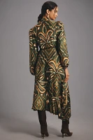 Farm Rio Pineapple Ikat Asymmetric Hem Wrap Dress