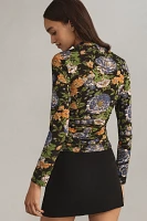 Farm Rio Capri Floral Mock-Neck Top