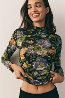 Farm Rio Capri Floral Mock-Neck Top