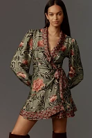 Farm Rio Arabesque Long-Sleeve Wrap Mini Dress