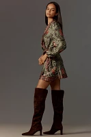 Farm Rio Arabesque Long-Sleeve Wrap Mini Dress