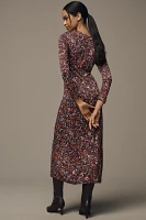 Farm Rio Chelsea Garden Long-Sleeve Deep-V Maxi Dress