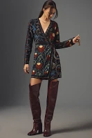 Farm Rio x Anthropologie Mixed Arabesque Scarves Wrap Mini Dress