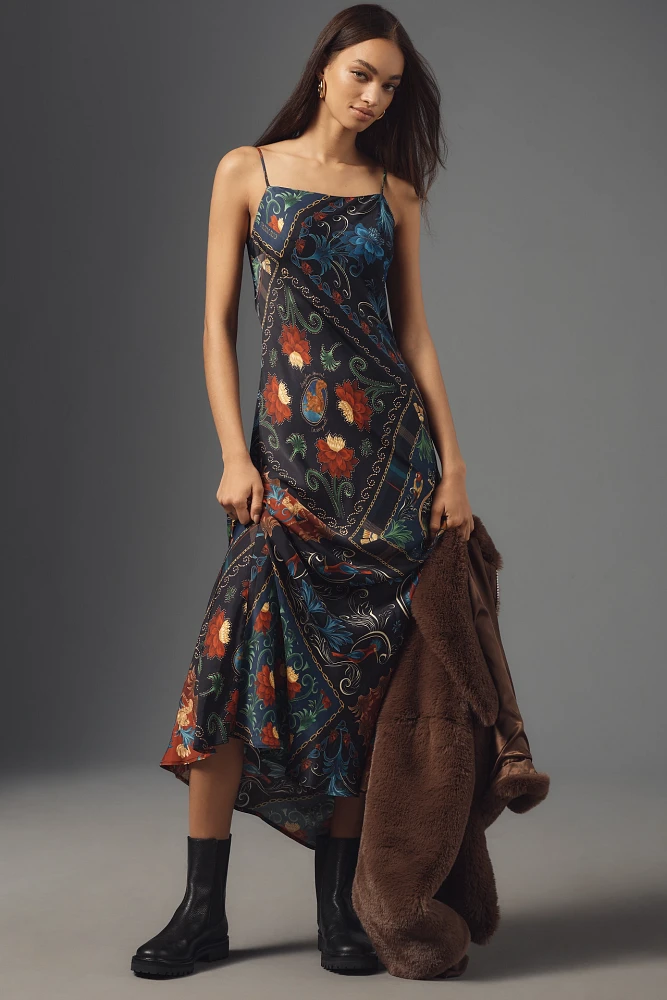 Farm Rio Arabesque Scarves Sleeveless Midi Slip Dress