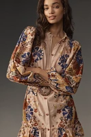 Farm Rio Beauty Bouquet Puff-Sleeve Mini Shirt Dress