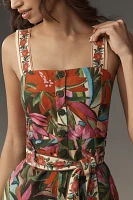 Farm Rio Jardin de Reve Multicolor Linen Tie-Waist Romper