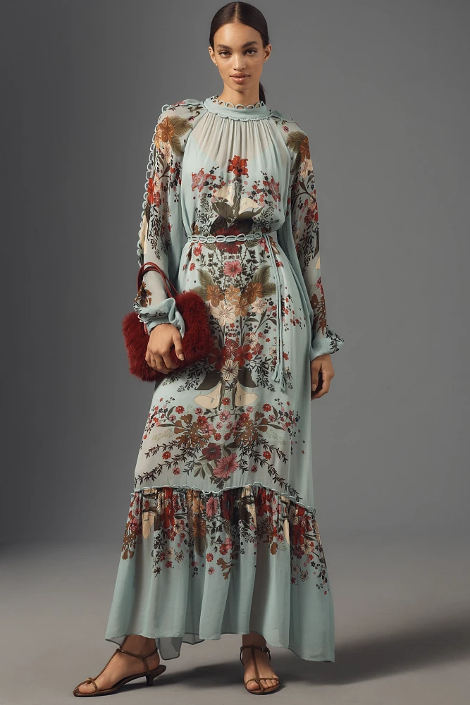 Farm Rio Beauty Bouquet Long-Sleeve Maxi Dress