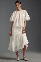 Farm Rio Short-Sleeve Embroidered Swing Blouse