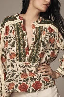 Farm Rio Garden Tapestry Sand Blouse