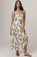 Farm Rio Greek Garden Linen Blend Printed Midi Dress