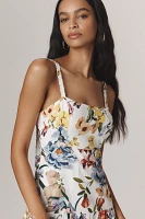 Farm Rio Greek Garden Linen Blend Printed Midi Dress