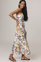 Farm Rio Greek Garden Linen Blend Printed Midi Dress