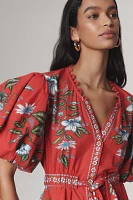 Farm Rio Sweet Bloom Bouquet Puff-Sleeve Romper