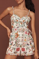 Farm Rio Sweetheart Belted Linen Romper
