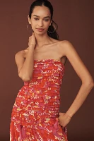 Farm Rio Shirred Drop-Waist Midi Dress