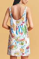 Farm Rio Fresh Table Linen Sleeveless Scoop-Neck Mini Dress