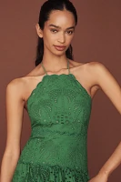 Farm Rio Palm Tree Cotton Sleeveless Eyelet Midi Dress