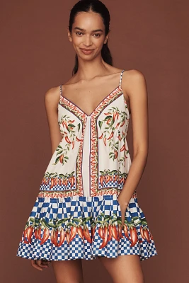 Farm Rio Ainika Cotton Sleeveless V-Neck Mini Dress