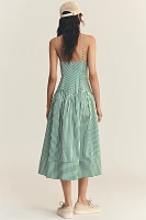 Farm Rio Stripe Cotton Sleeveless V-Neck Drop-Waist Midi Dress