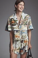 Farm Rio Short-Sleeve Linen Printed Buttondown Shirt