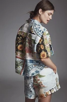Farm Rio Short-Sleeve Linen Printed Buttondown Shirt