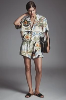 Farm Rio Short-Sleeve Linen Printed Buttondown Shirt