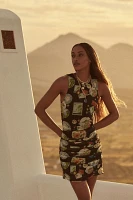 Farm Rio Trip Souvenir Sleeveless Ruched Tulle Mini Dress