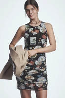 Farm Rio Trip Souvenir Sleeveless Ruched Tulle Mini Dress