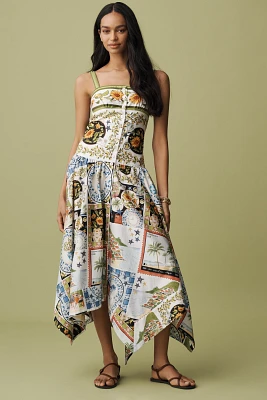 Farm Rio Latin Trip Scarves Sleeveless Midi Dress