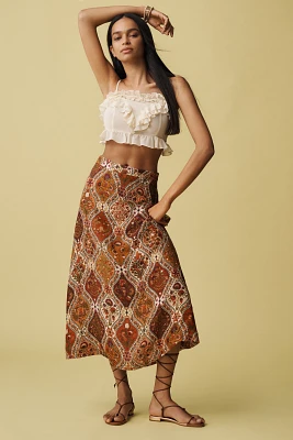 Farm Rio Romantic Nature Multicolor Midi Skirt