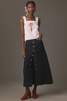 Damson Madder Charley Button-Front Denim Midi Skirt