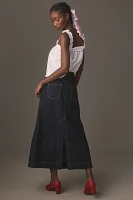 Damson Madder Charley Button-Front Denim Midi Skirt