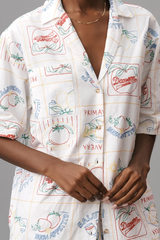 Damson Madder Buon Appetito Embroidered Shirt