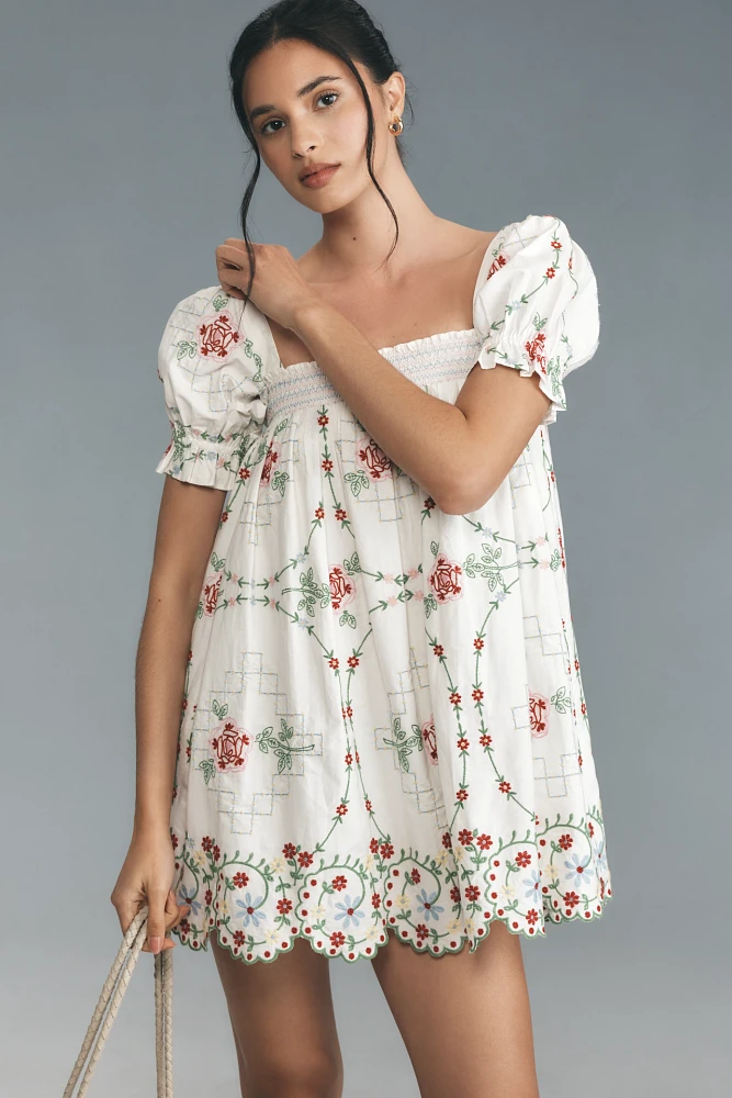 Damson Madder Lulu Embroidered Mini Dress