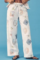 Damson Madder Linen Blend Printed Pull-On Trousers