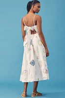 Damson Madder Peaches Embroidered Apron Midi Dress