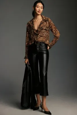 Good American Cropped Mini Bootcut Faux Leather Pants