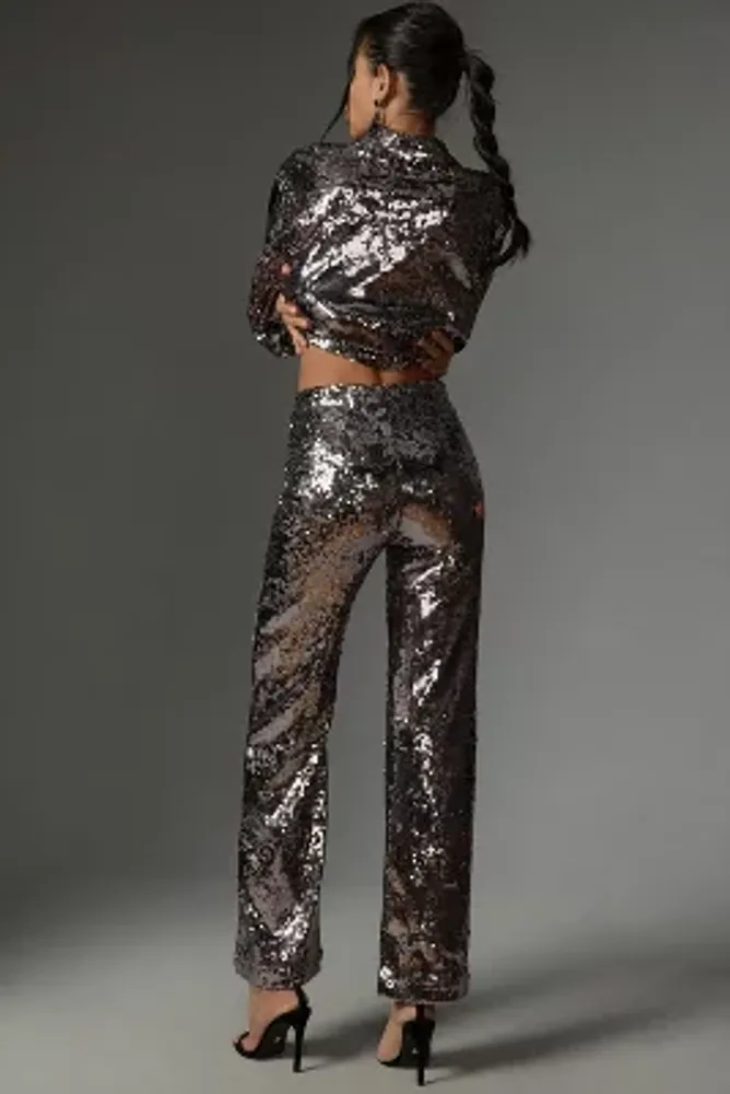 Good American Sequin Wide-Leg Pants