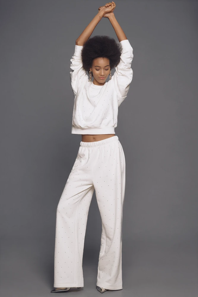 Good American Crystal Wide-Leg Sweatpants