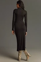 Good American Victorian Rib Funnel Neck Midi Dress