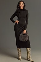 Good American Victorian Rib Funnel Neck Midi Dress