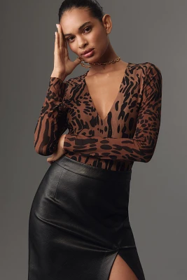 Good American Mesh Leopard Bodysuit