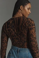 Good American Mesh Leopard Bodysuit