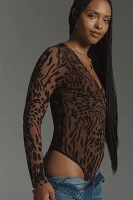 Good American Mesh Leopard Bodysuit