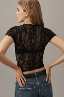 Good American Sheer Lace Baby Tee