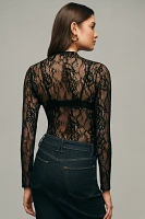 Good American Long-Sleeve Lace Bodysuit