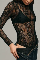 Good American Long-Sleeve Lace Bodysuit