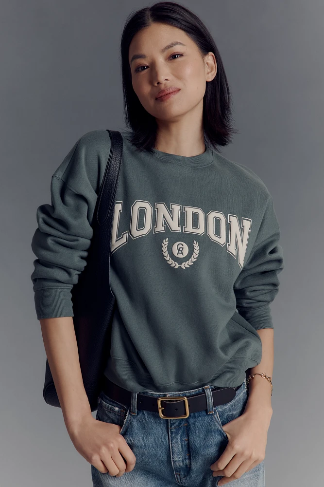 Good American x Anthropologie London Graphic Crew-Neck Sweatshirt