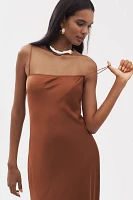 Good American Sleeveless Satin Slip Maxi Dress